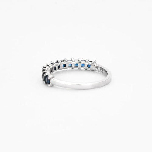 Bague 54 Demi-alliance - Bague en or blanc 750 sertie de saphirs 58 Facettes
