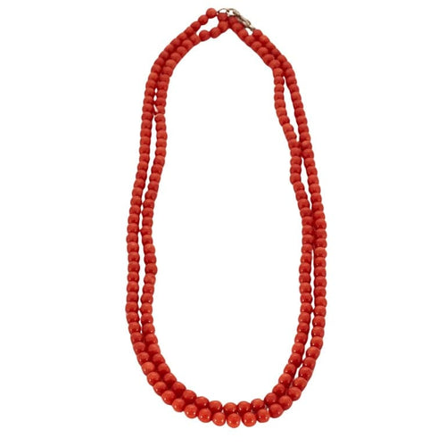 Collier Collier deux rangs en corail méditerranéen 58 Facettes