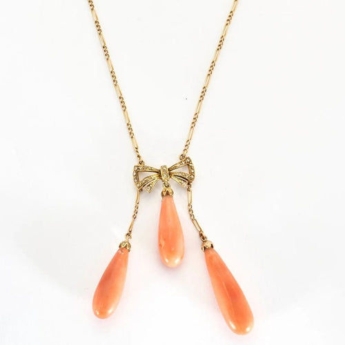 Collier Collier négligé - Collier en or rose et diamants, corail 58 Facettes
