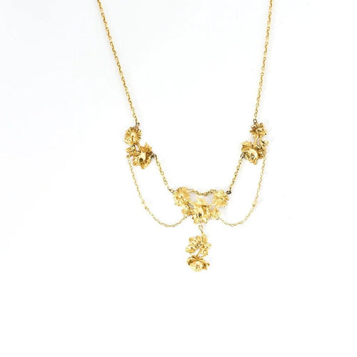 Collier Collier draperie en or jaune et perles fines 58 Facettes