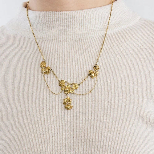 Collier Collier draperie en or jaune et perles fines 58 Facettes
