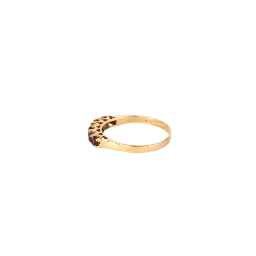Bague 55 Demi-alliance - Bague en or jaune 14K sertie de rubis 58 Facettes