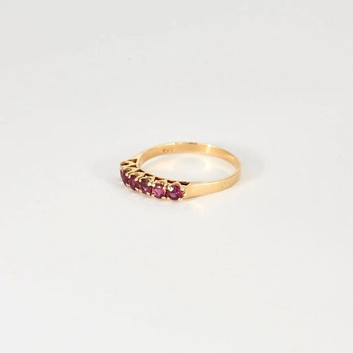 Bague 55 Demi-alliance - Bague en or jaune 14K sertie de rubis 58 Facettes