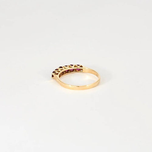 Bague 55 Demi-alliance - Bague en or jaune 14K sertie de rubis 58 Facettes