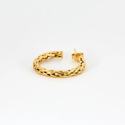 Boucles d'oreilles Créoles maille palmier en or jaune 18 ct 58 Facettes