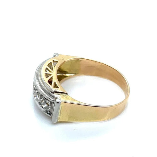 Bague 49 Bague jarretière Art déco en or jaune 750 et platine, diamants 58 Facettes