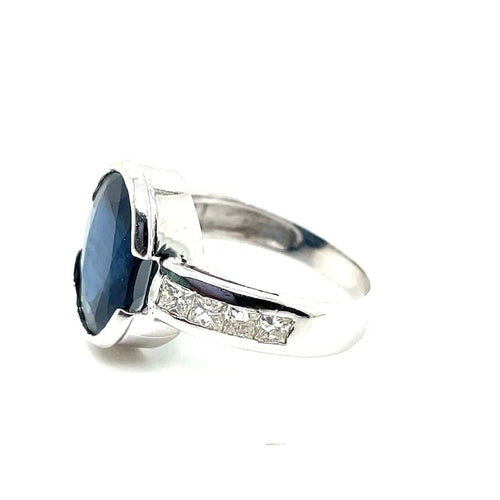 Bague 53 Bague saphir et diamants princesse en or blanc 58 Facettes
