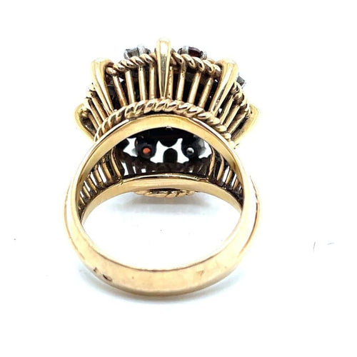 Bague 50 Bague ancienne grenats et diamants en or jaune et platine 58 Facettes