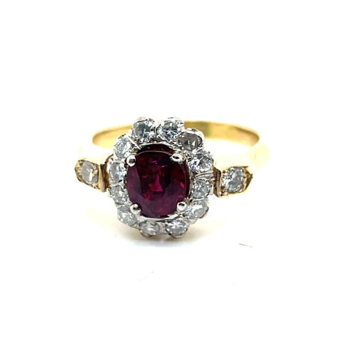 Bague 53 Bague marguerite en or jaune, rubis et diamants 58 Facettes