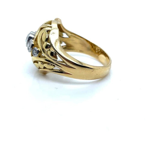 Bague 60.5 Bague jonc ancienne en or jaune 18 ct et diamants 58 Facettes