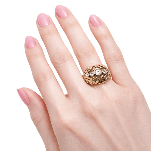 Bague 60.5 Bague jonc ancienne en or jaune 18 ct et diamants 58 Facettes