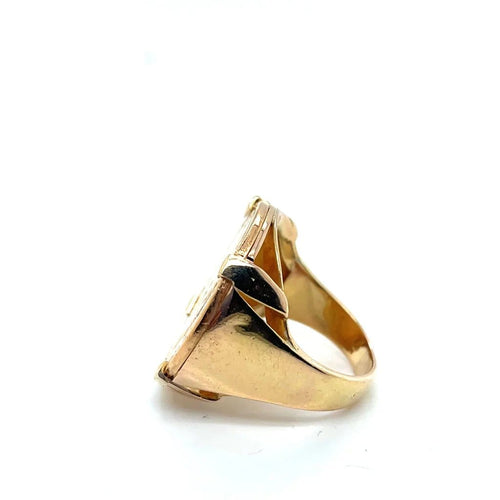 Bague 51 Bague chevalière pièce 20 francs Marianne en or jaune 58 Facettes
