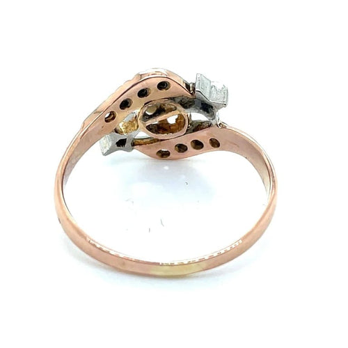 Bague 52 Bague ancienne - Deux ors 18K avec perle et diamants 58 Facettes