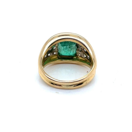 Bague 54 Bague jonc en or jaune 18 ct avec émeraude et diamants 58 Facettes