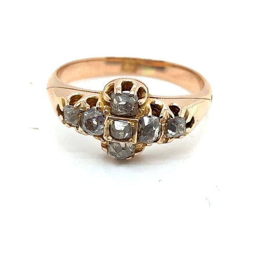 Bague 55 Bague ancienne en or rose 18 ct et diamants bruns 58 Facettes