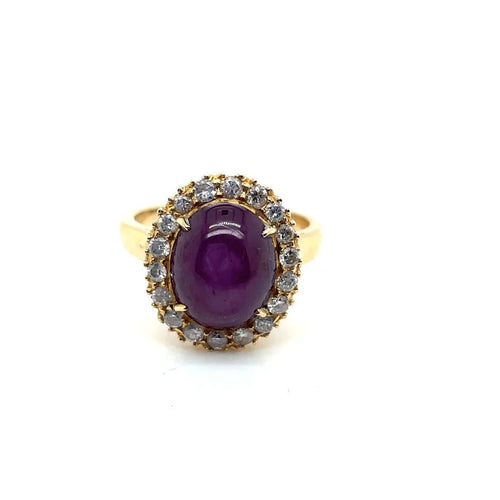 Bague Bague Pompadour en or rose avec rubis étoilé et diamants 58 Facettes