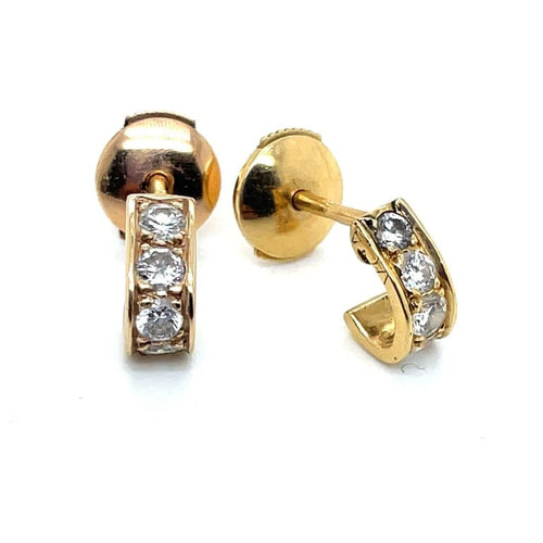 Boucles d'oreilles Van Cleef & Arpels - Boucles d’oreilles demi-créoles en or jaune et diamants 58 Facettes