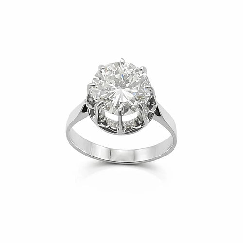Bague 52 Bague solitaire en or blanc 18 carats avec diamant 2,40 ct 58 Facettes