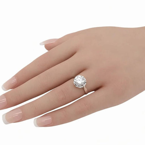 Bague 52 Bague solitaire en or blanc 18 carats avec diamant 2,40 ct 58 Facettes