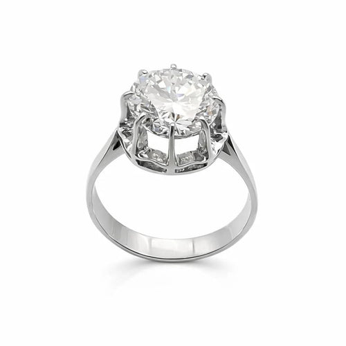Bague 52 Bague solitaire en or blanc 18 carats avec diamant 2,40 ct 58 Facettes