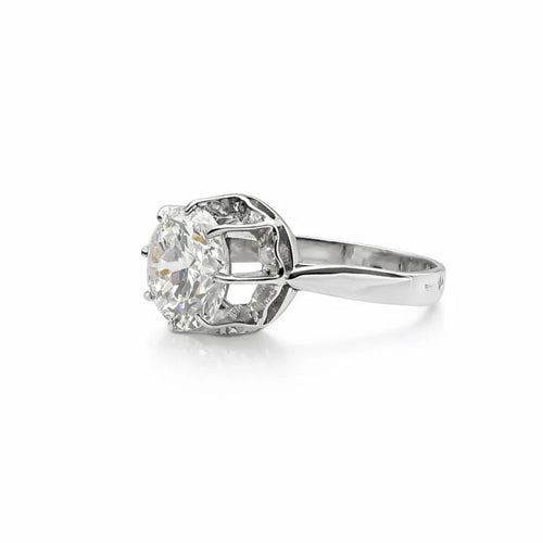 Bague 52 Bague solitaire en or blanc 18 carats avec diamant 2,40 ct 58 Facettes