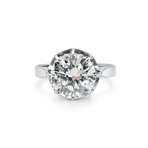 Bague 52 Bague solitaire en or blanc 18 carats avec diamant 2,40 ct 58 Facettes