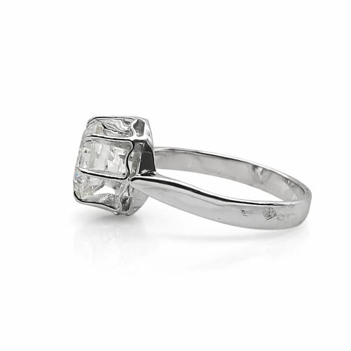 Bague 52 Bague solitaire en or blanc 18 carats avec diamant 2,40 ct 58 Facettes