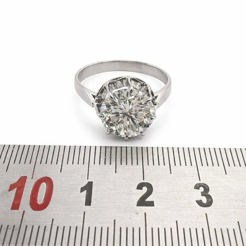 Bague 52 Bague solitaire en or blanc 18 carats avec diamant 2,40 ct 58 Facettes