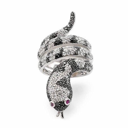Bague 55 Bague serpent en or blanc 18 carats sertie de diamants 58 Facettes