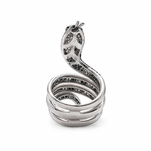 Bague 55 Bague serpent en or blanc 18 carats sertie de diamants 58 Facettes