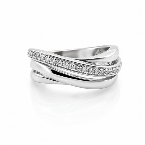 Bague 49 Bague en or blanc 18 carats sertie de 14 diamants 58 Facettes