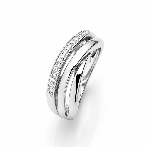 Bague 49 Bague en or blanc 18 carats sertie de 14 diamants 58 Facettes