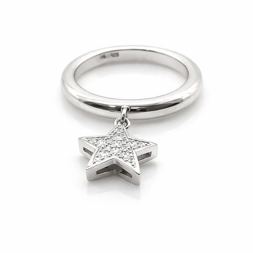 Bague 53 Bague en or blanc 18 carats avec diamants 58 Facettes