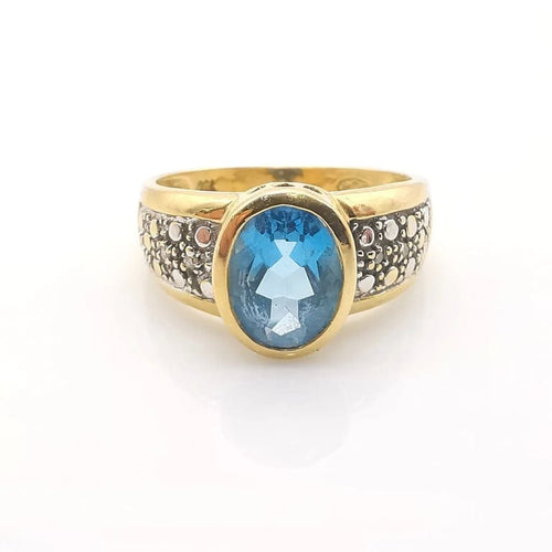 Bague 54 Bague en or jaune 18 carats avec topaze et diamants 58 Facettes