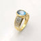 Bague 54 Bague en or jaune 18 carats avec topaze et diamants 58 Facettes