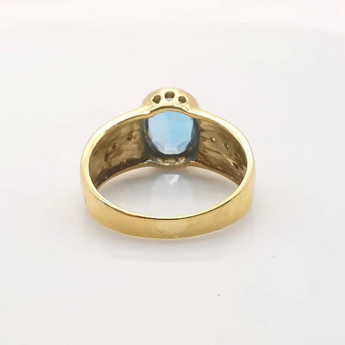 Bague 54 Bague en or jaune 18 carats avec topaze et diamants 58 Facettes