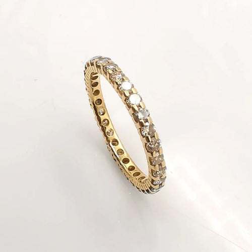 Bague 53 Alliance américaine - Bague en or jaune 18 carats et diamants 58 Facettes