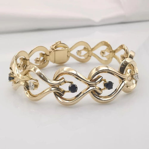 Bracelet Bracelet en or jaune 18 carats avec diamants et saphirs 58 Facettes