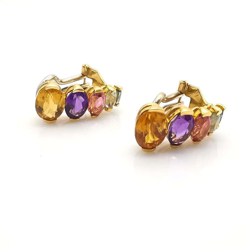 Boucles d'oreilles Boucles d'oreilles multi-pierres en or jaune 18 carats 58 Facettes
