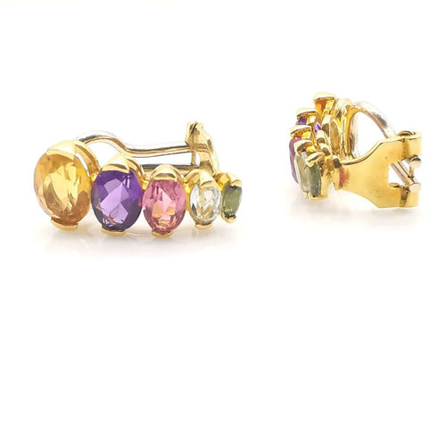 Boucles d'oreilles Boucles d'oreilles multi-pierres en or jaune 18 carats 58 Facettes