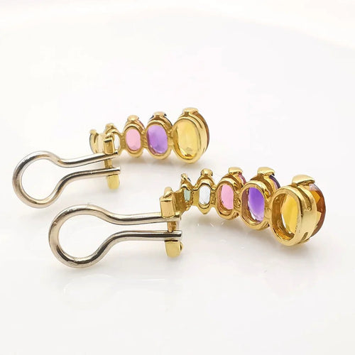Boucles d'oreilles Boucles d'oreilles multi-pierres en or jaune 18 carats 58 Facettes
