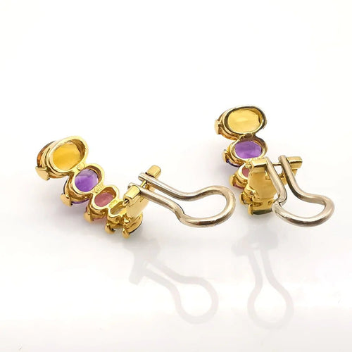 Boucles d'oreilles Boucles d'oreilles multi-pierres en or jaune 18 carats 58 Facettes