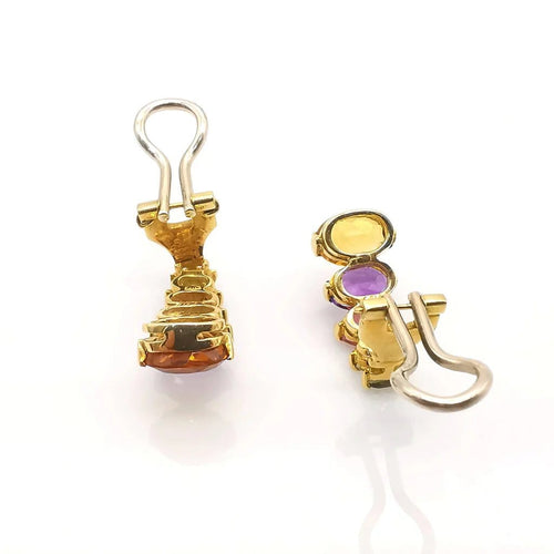 Boucles d'oreilles Boucles d'oreilles multi-pierres en or jaune 18 carats 58 Facettes