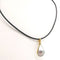 Collier Collier en or jaune 18 carats avec cordon en cuir et perle 58 Facettes