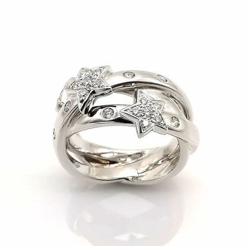 Bague 59 Bague en or blanc 18 carats sertie de diamants 58 Facettes