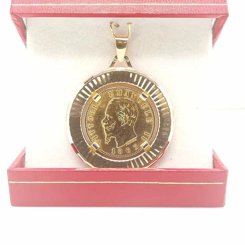 Pendentif Pendentif porte-pièce 20 francs suisses 1863 en or jaune 58 Facettes