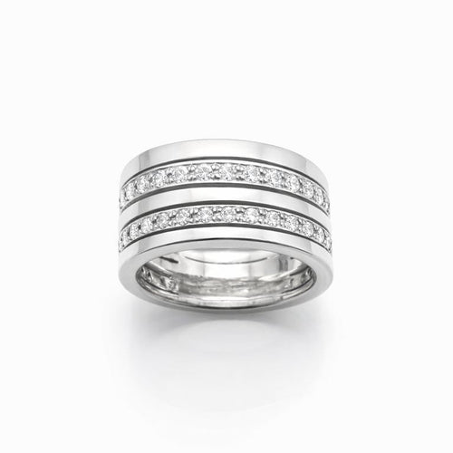 Bague 52 Bague en or blanc 18 carats sertie de diamants 58 Facettes