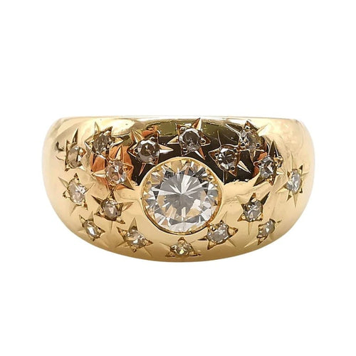 Bague 48 Bague en or jaune 18 carats avec diamants 58 Facettes