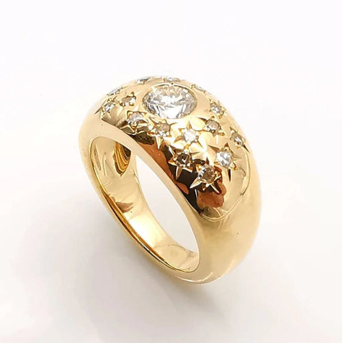 Bague 48 Bague en or jaune 18 carats avec diamants 58 Facettes