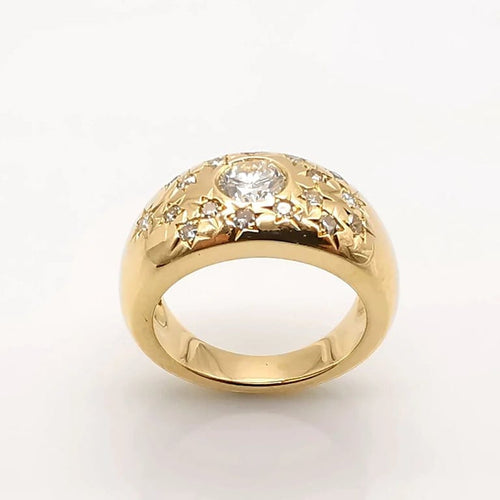 Bague 48 Bague en or jaune 18 carats avec diamants 58 Facettes